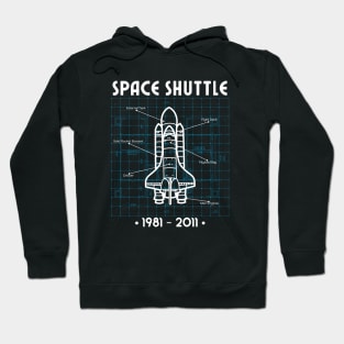 Space Shuttle Rocket Blueprint Spaceship Hoodie